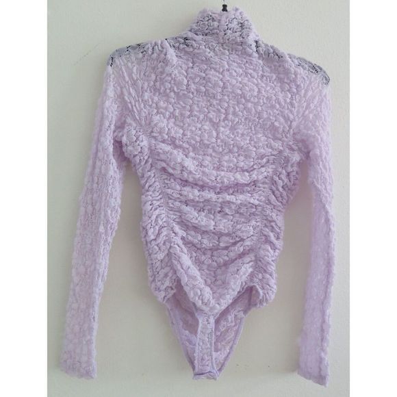 Free People Women's Sz XS Orchid Ice Day & Night Sheer Lace L/S Bodysuit $68+ - Picture 2 of 8